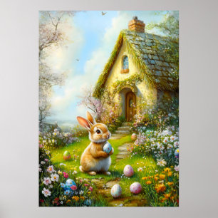 Poster Bela Páscoa Coelhinha Pintura Em Parede