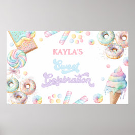 Poster Bela Pastel Doce Candyland Lollipop Girl Aniversár