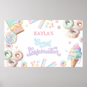 Poster Bela Pastel Doce Candyland Lollipop Girl Aniversár