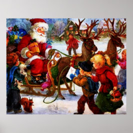 Pôster Bela Pintura de Natal Vintage