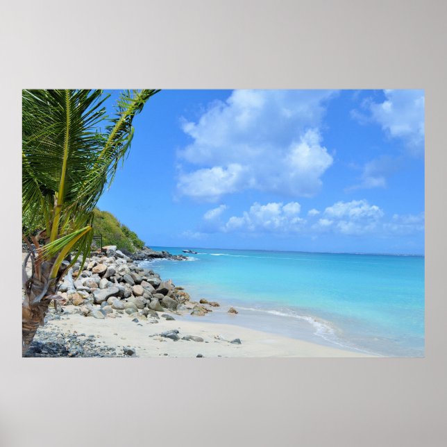 Poster Bela Praia Tropical Turquesa (Frente)