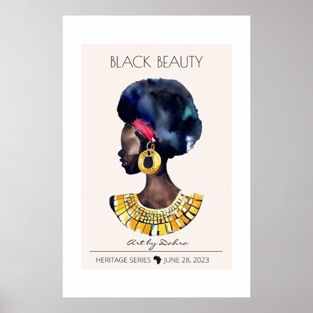 POSTER BELA RAINHA NEGRA AFRICANA GRANDE NECKLACE DOURADO (Frente)