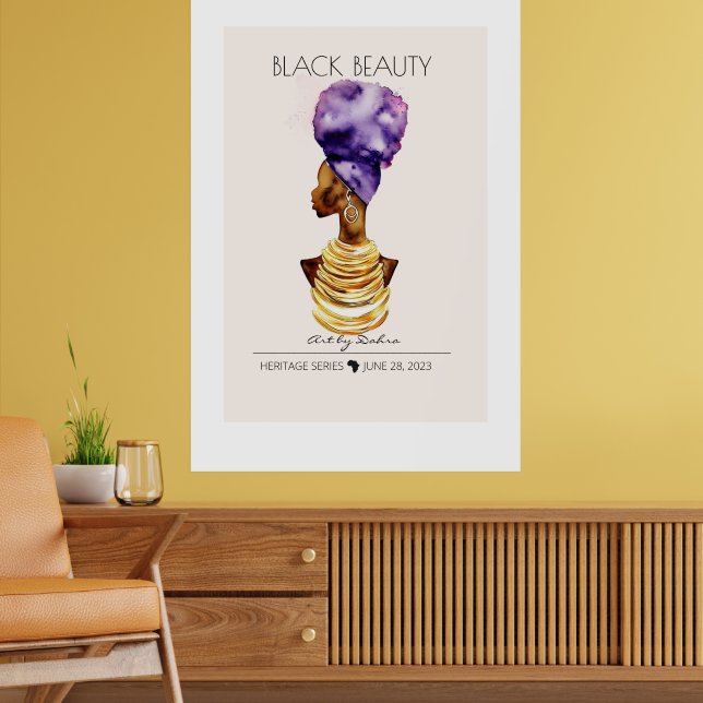 POSTER BELA RAINHA NEGRA AFRICANA GRANDE NECKLACE DOURADO (Sala de Estar 2)