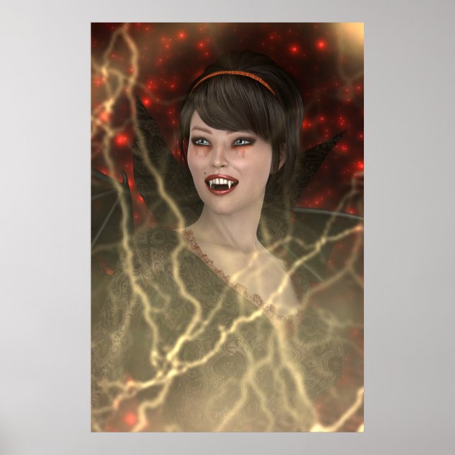 Pôster Bela Senhora Vamp Estilo Perfeito de Bruxa no Hall (Frente)