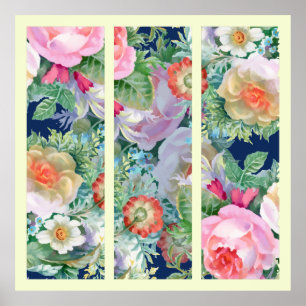 Poster Bela Triptych Floral Colorida