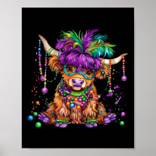 Poster Bela Vaca Mardi Gras Engraçadas Vacas Homens Mulhe