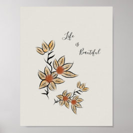 Poster Belas flores bege isoladas