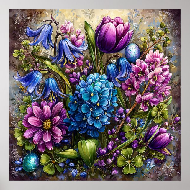 Poster Belas Flores de Primavera Arte de Parede 8 (Frente)