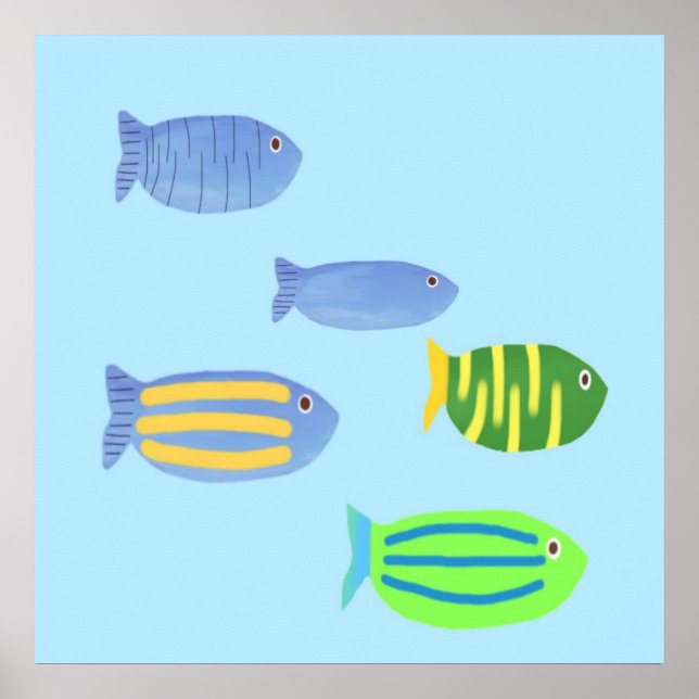Poster belas pinturas de peixes (Frente)