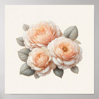 Poster Belas Rosas de Pêssego Arte