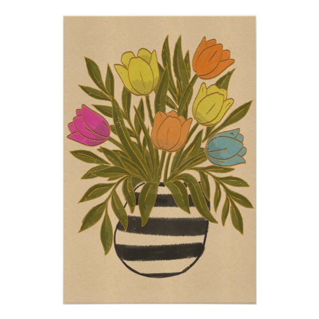 Pôster Belas Tulipas Vintage (Frente)