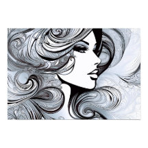 Beleza Clássica: Mulher Moderna em Preto e Branco