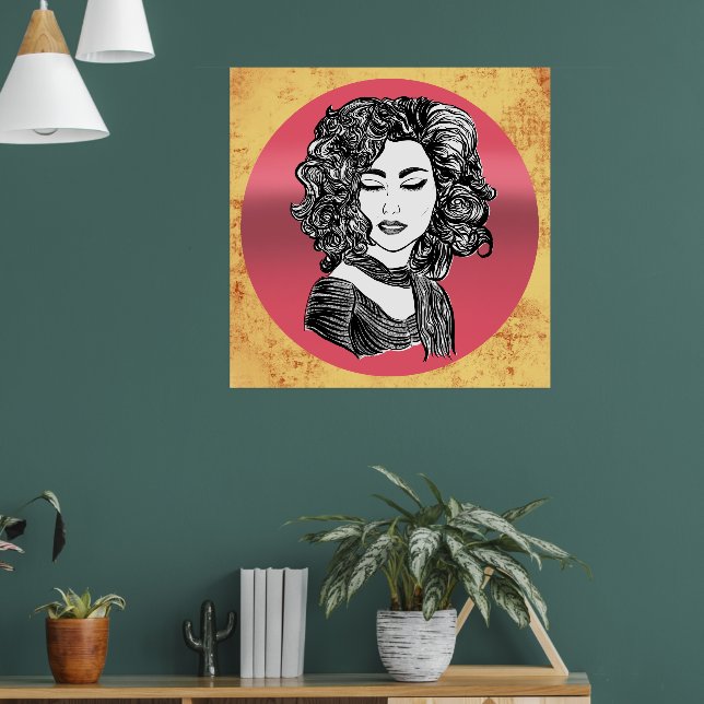 Poster Beleza de cabelos cacheados - Beleza de cabelo enc (Sala de Estar 1)