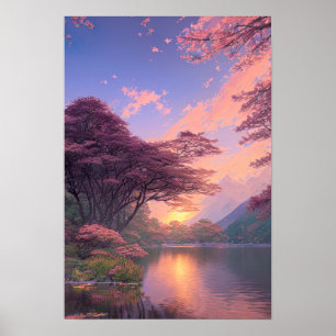 Poster Beleza do pôr do sol do rio
