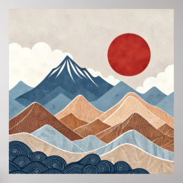 Poster Beleza do Pôr do Sol nas Montanhas