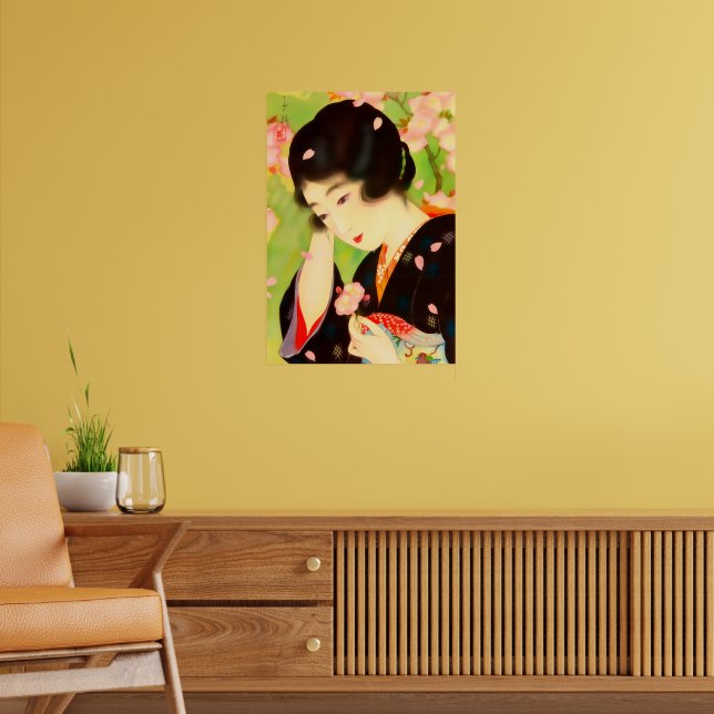 Poster Beleza e Flores de Cerejeira Chigusa Kitani (Sala de Estar 2)