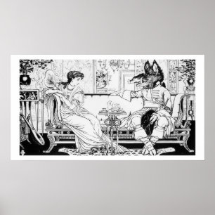 Pôster Beleza e o animal, 1874 (litho) (foto de b/w)