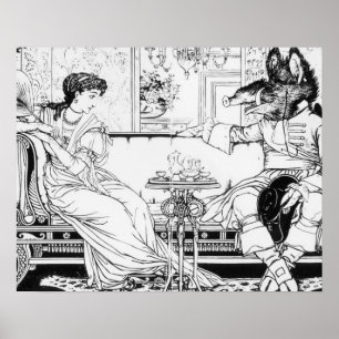Poster Beleza e o animal, 1874 (litho) (foto de b/w)