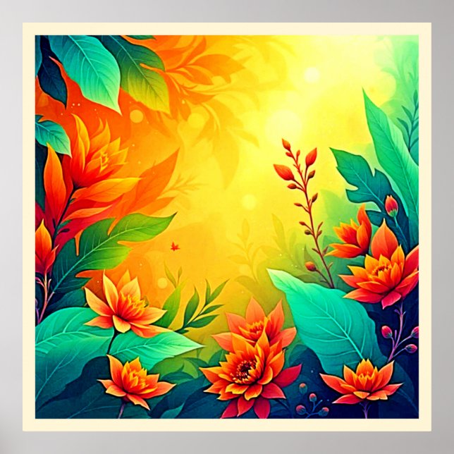 Poster Beleza Floral Abstrato vibrante (Frente)