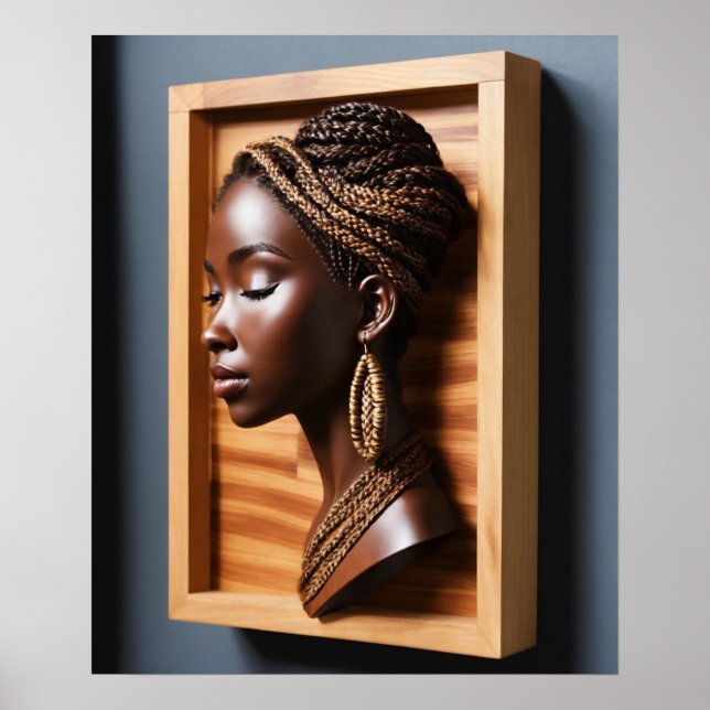Poster "Beleza Gravada: Arte de Parede 3D Braided Hairsty (Frente)