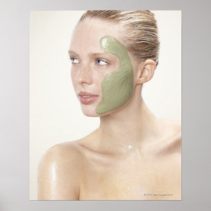 Pôster beleza, molhada, spa, cabelo para cima, loura, olh