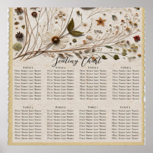Poster Beleza Natural Flores Botânicas e Folhas Casamento
