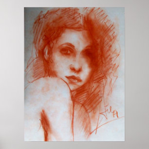 Poster BELEZA ROMÂNTICA / Retrato de mulher em marrom sép