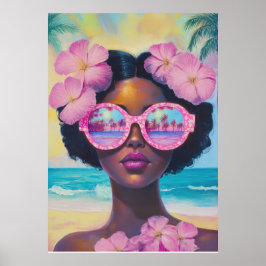 Poster Beleza tropical em tons de rosa