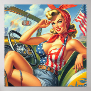 Poster Beleza Vintage Pin-up Americano