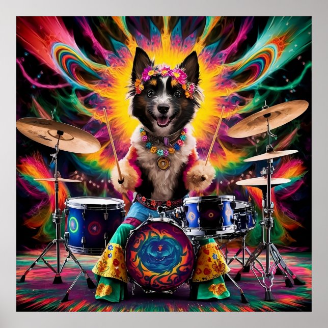 Poster Belga Laekenois Baterist Rock Roll Banda Hippie (Frente)