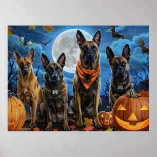 Poster Belga Malinoi Halloween Spooky