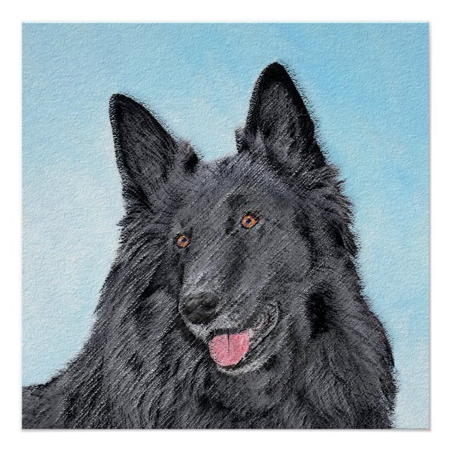 Pôster Belgian Sheepdog Painting - Cute Original Dog Art (Frente)