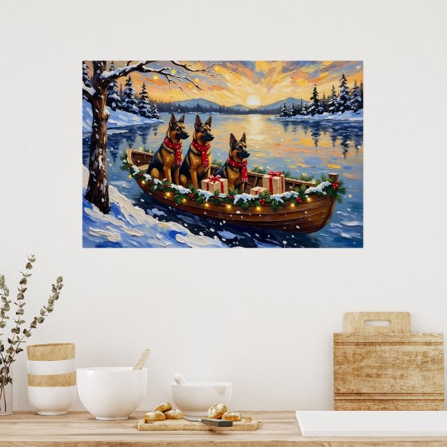 Poster Belgian Shepherd Tervuren Christmas Boat Holiday (Cozinha)