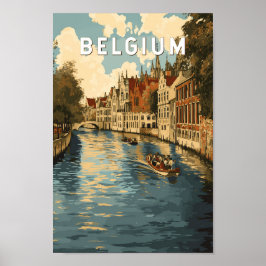 Poster Bélgica Ilustração Viagem Art Vintage