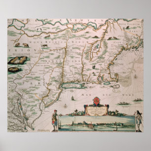 Poster Bélgica nova, placa do "atlas Contractus" c.1671