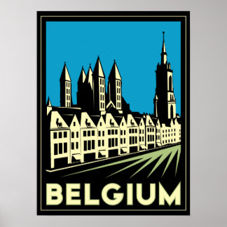 Poster belgium europe art deco retro viagem vintage