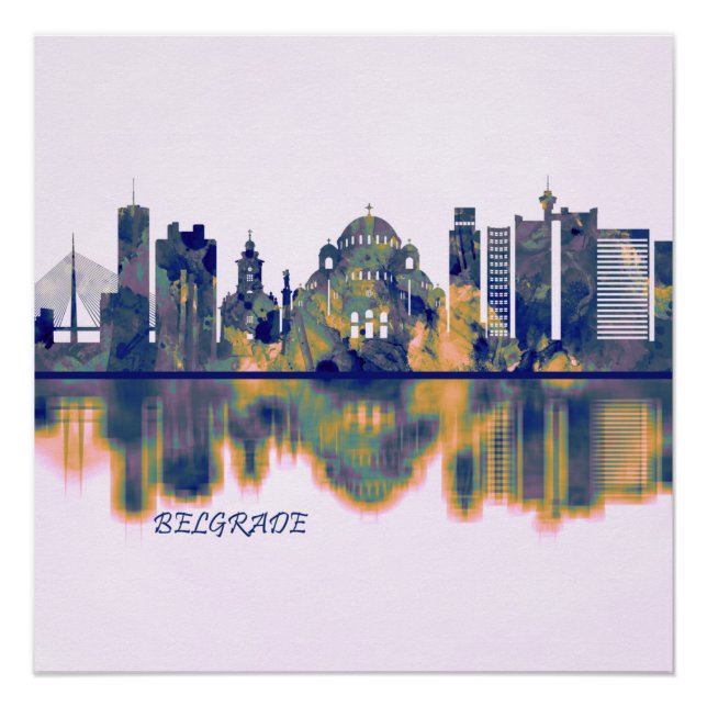 Pôster Belgrado Skyline (Frente)
