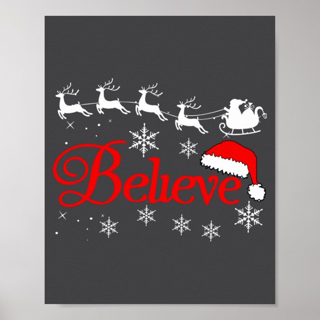 Poster Believe Christmas Xmas Santa Family Pajamas Holida (Frente)