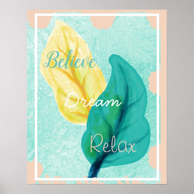 Poster Believe, Dream, Relax Bath Wall Art (Frente)