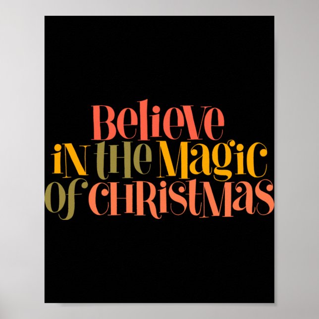 Poster Believe In The Magic Of Christmas Retro Style T Sh (Frente)