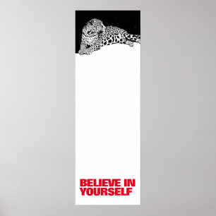 Pôster Believe in Yourself Black White Leopard Pop Art