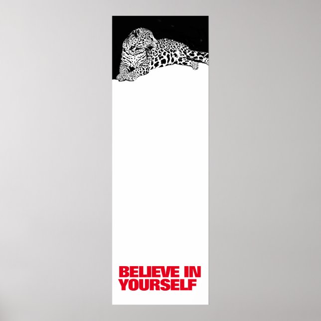 Pôster Believe in Yourself Black White Leopard Pop Art (Frente)