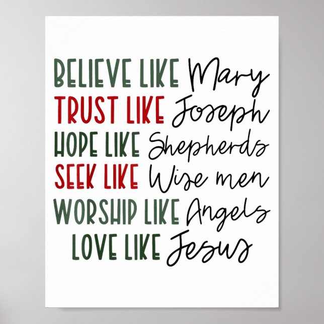 Poster Believe Trust Hope Seek Like Shepherds Christian C (Frente)