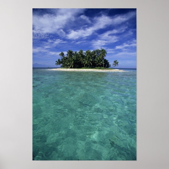 Poster Belize, Barrier Reef, ilha ou cay sem nome. (Frente)