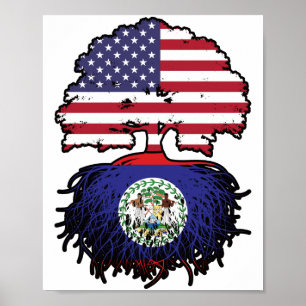 Poster Belize Belizean American Tree Roots Flag