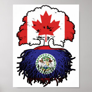 Poster Belize Belizean Canada Tree Roots Flag