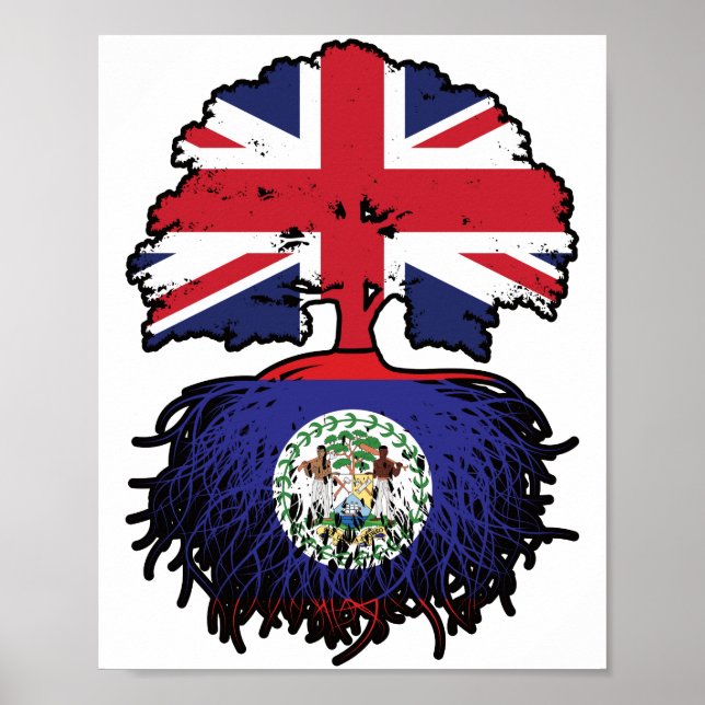 Poster Belize Belizian British Tree Roots Flag (Frente)
