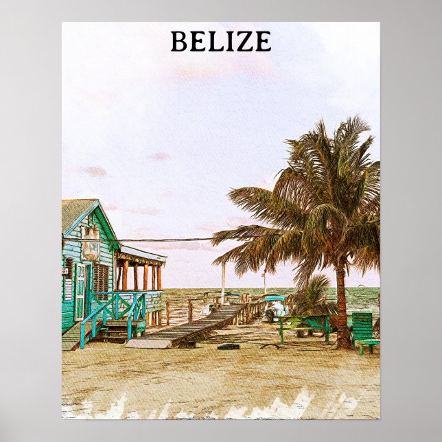 Poster Belize Caribe Beach Scenery (Frente)