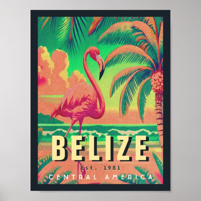 Poster Belize Central America Vintage Tropical de 1950 (Frente)