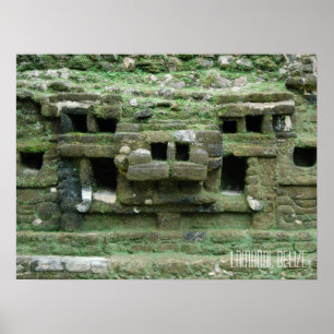 Poster Belize Lamani Mayan Ruins Jaguar Mask